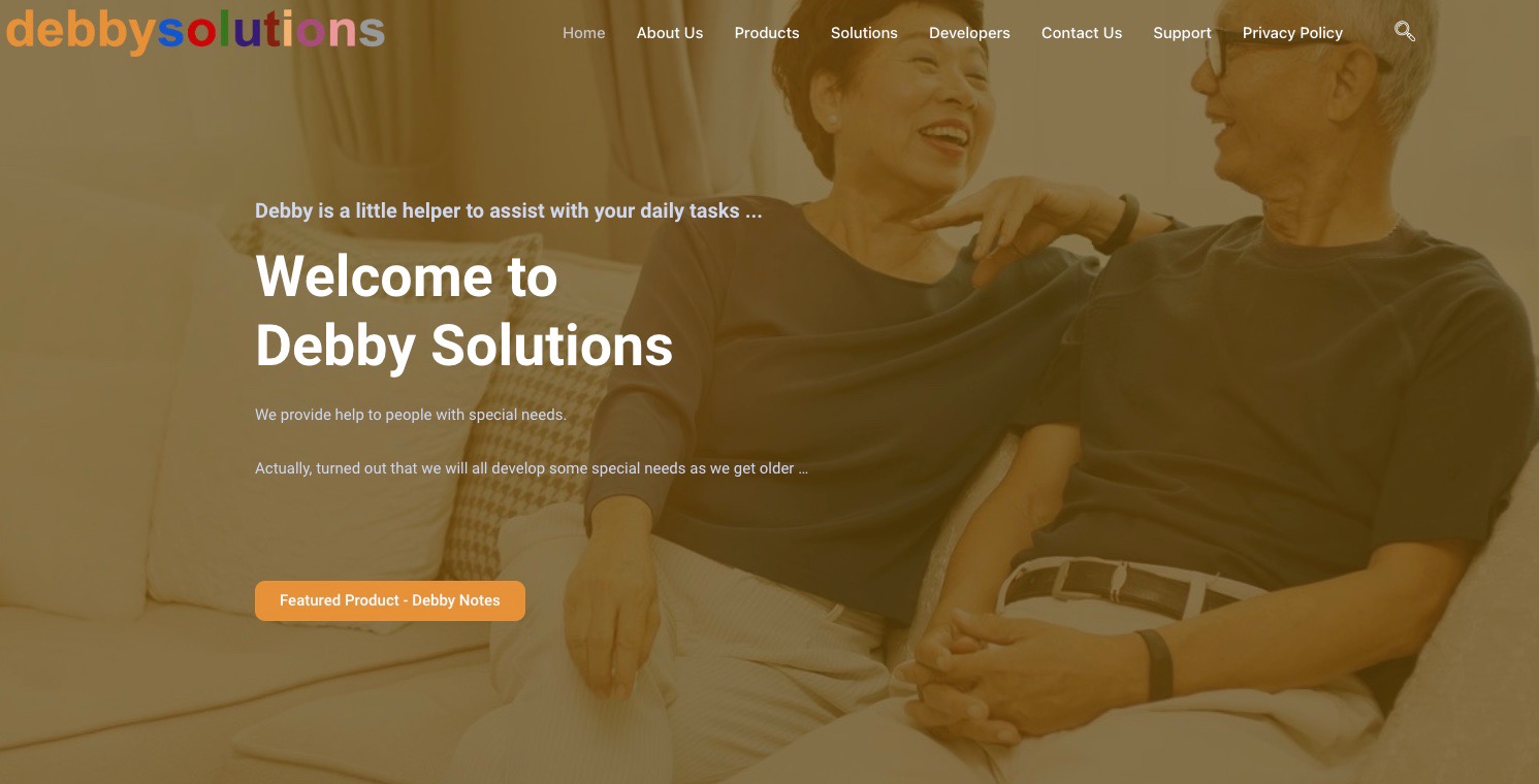 Home page of Debby Solutions.